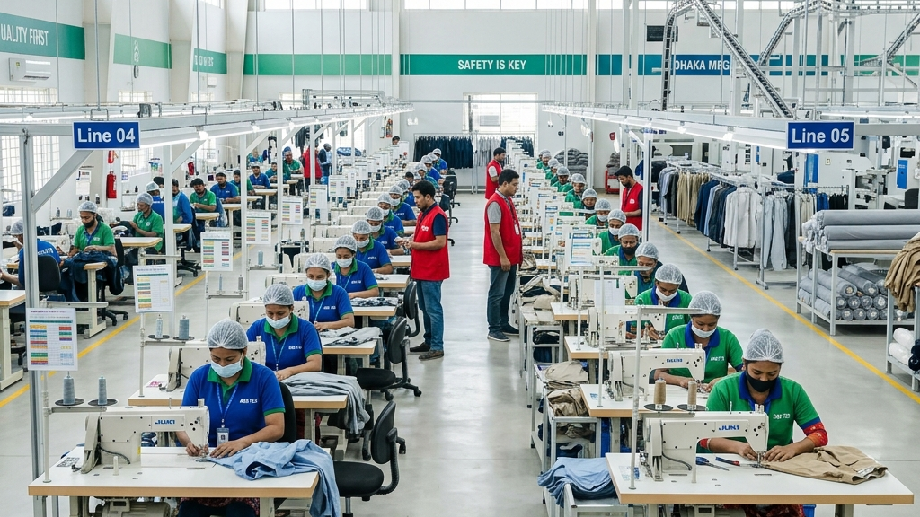 Selvyna Atelier garment factory overview floor in Dhaka, Bangladesh