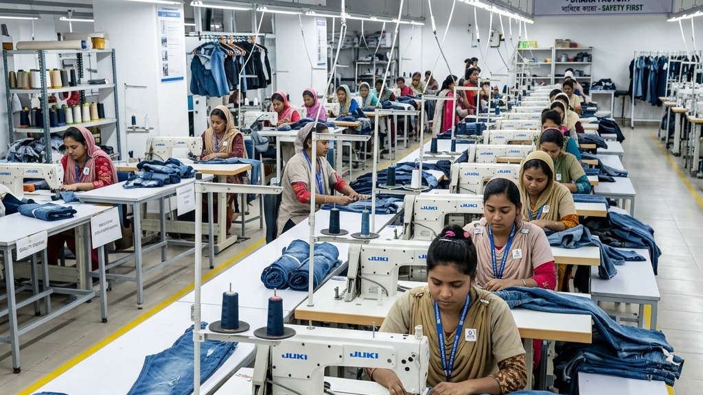 Garment sewing assembly lines with Juki and Brother machines