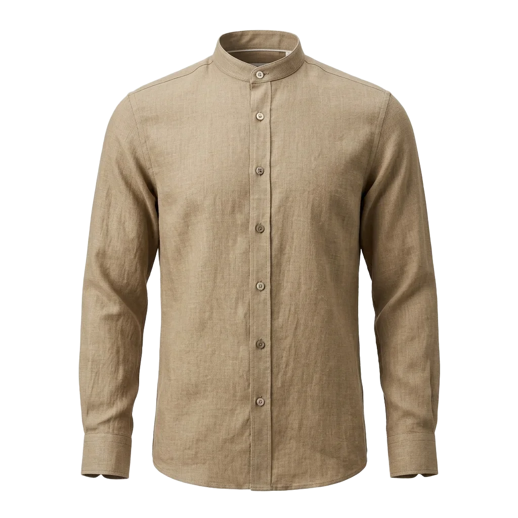 Mandarin Collar Linen Shirt