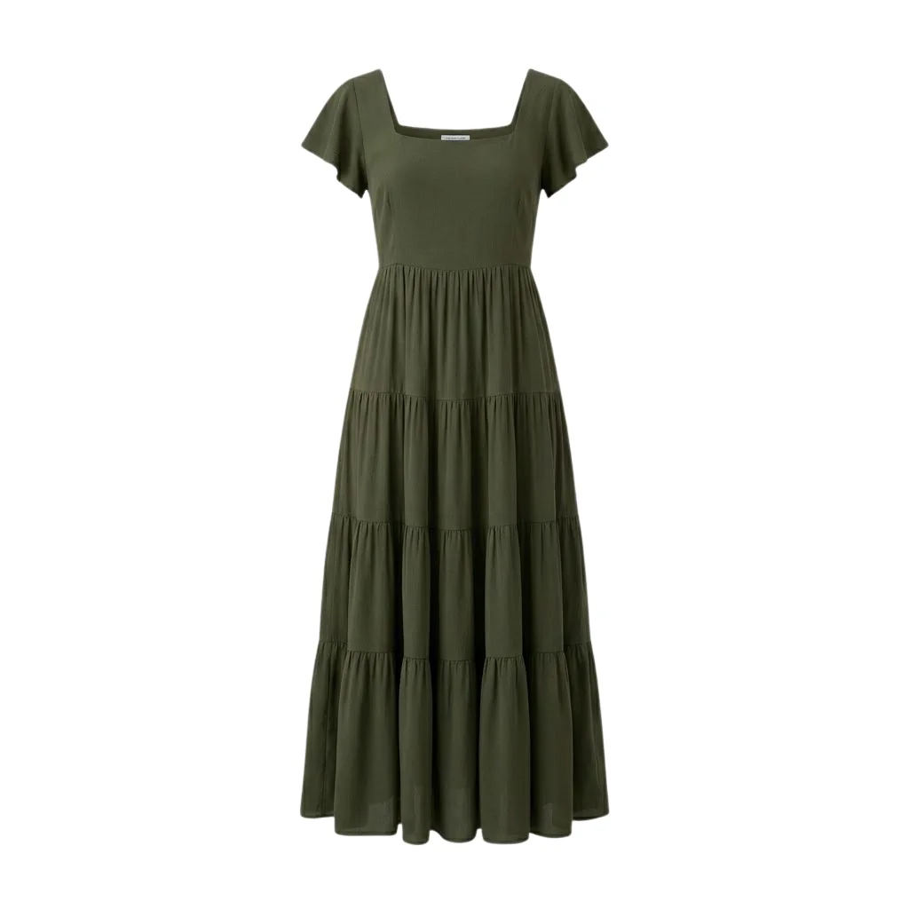 Square Neck Tiered Dress