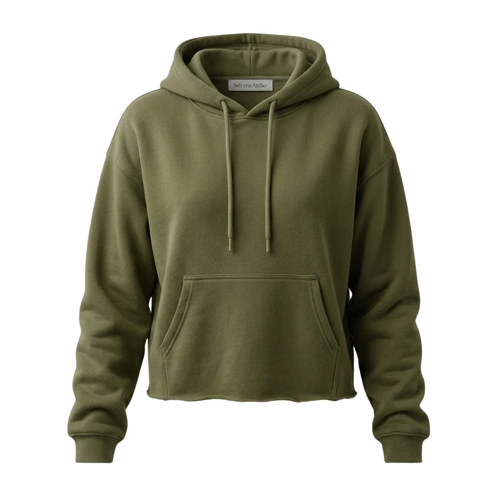 Cropped Raw-Hem Hoodie
